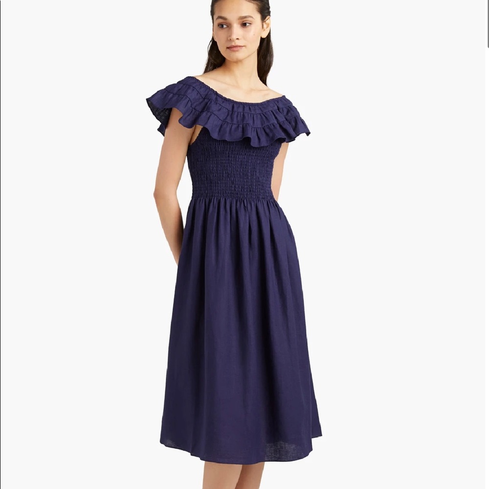 New Navy Hill House Linen Akilah Dress